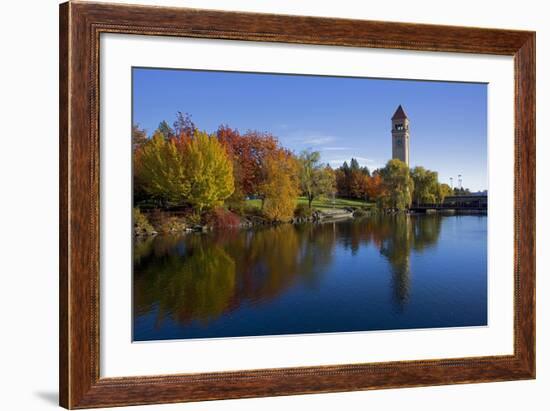 Clock Tower, Spokane River, Riverfront Park, Spokane, Washington, USA-Charles Gurche-Framed Photographic Print