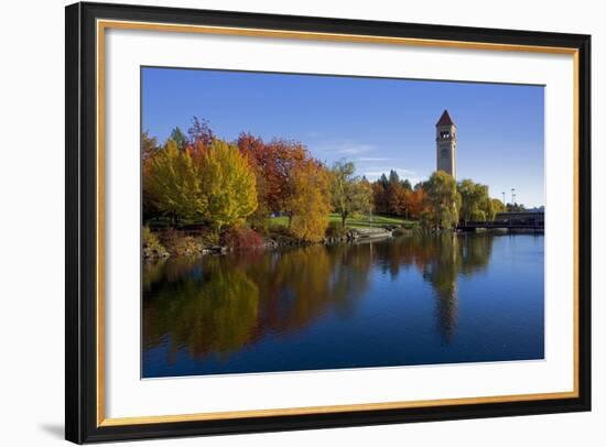 Clock Tower, Spokane River, Riverfront Park, Spokane, Washington, USA-Charles Gurche-Framed Photographic Print