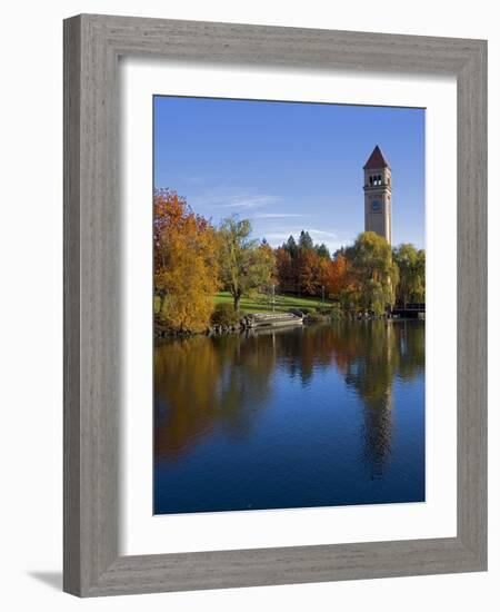 Clock Tower, Spokane River, Riverfront Park, Spokane, Washington, USA-Charles Gurche-Framed Photographic Print