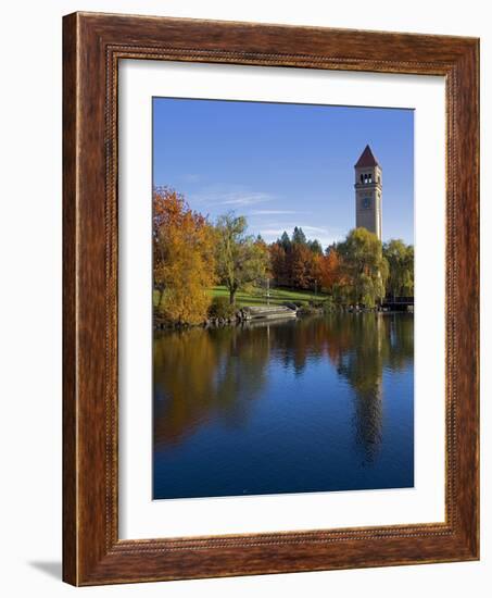 Clock Tower, Spokane River, Riverfront Park, Spokane, Washington, USA-Charles Gurche-Framed Photographic Print