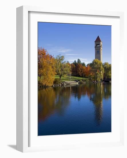 Clock Tower, Spokane River, Riverfront Park, Spokane, Washington, USA-Charles Gurche-Framed Photographic Print