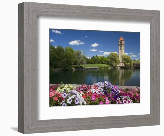 Clock Tower, Spokane River, Riverfront Park, Spokane, Washington, USA-Charles Gurche-Framed Photographic Print