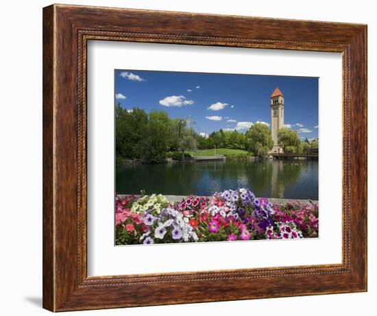 Clock Tower, Spokane River, Riverfront Park, Spokane, Washington, USA-Charles Gurche-Framed Photographic Print