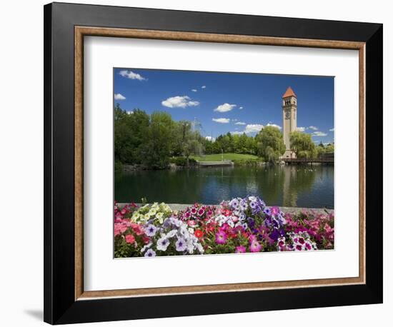 Clock Tower, Spokane River, Riverfront Park, Spokane, Washington, USA-Charles Gurche-Framed Photographic Print