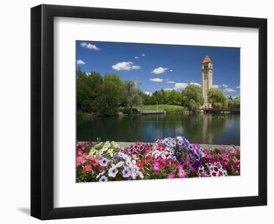 Clock Tower, Spokane River, Riverfront Park, Spokane, Washington, USA-Charles Gurche-Framed Photographic Print