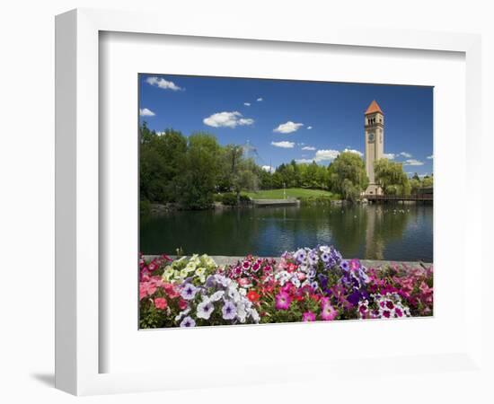 Clock Tower, Spokane River, Riverfront Park, Spokane, Washington, USA-Charles Gurche-Framed Photographic Print