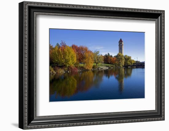 Clock Tower, Spokane River, Riverfront Park, Spokane, Washington, USA-Charles Gurche-Framed Photographic Print