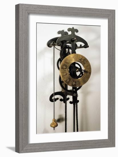 Clock with Pendulum Designed-Galileo Galilei-Framed Giclee Print