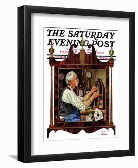 "Clockmaker," Saturday Evening Post Cover, July 18, 1931-J.F. Kernan-Framed Giclee Print