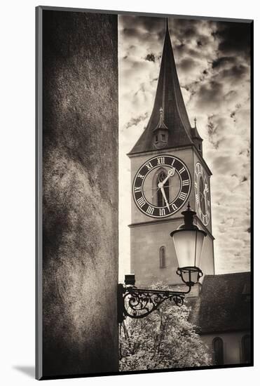 Clocktowwer of, St Peter Church, Zurich, Switzerland-George Oze-Mounted Photographic Print