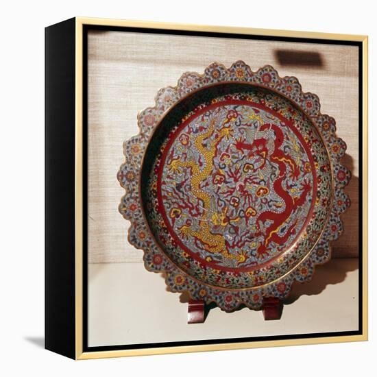 Cloisonne Enamel Dish, Chinese-Unknown-Framed Premier Image Canvas