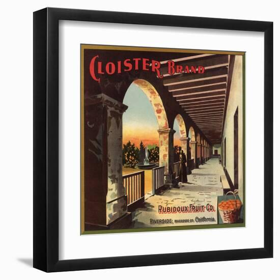 Cloister Brand - Riverside, California - Citrus Crate Label-Lantern Press-Framed Art Print