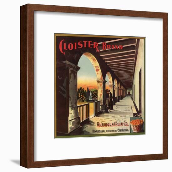 Cloister Brand - Riverside, California - Citrus Crate Label-Lantern Press-Framed Art Print