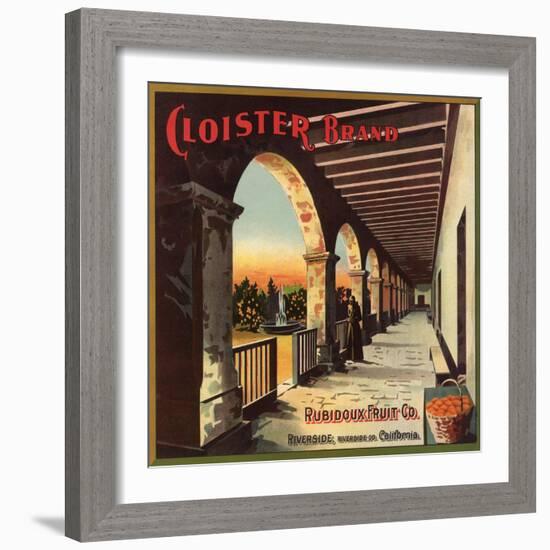 Cloister Brand - Riverside, California - Citrus Crate Label-Lantern Press-Framed Art Print
