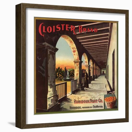 Cloister Brand - Riverside, California - Citrus Crate Label-Lantern Press-Framed Art Print
