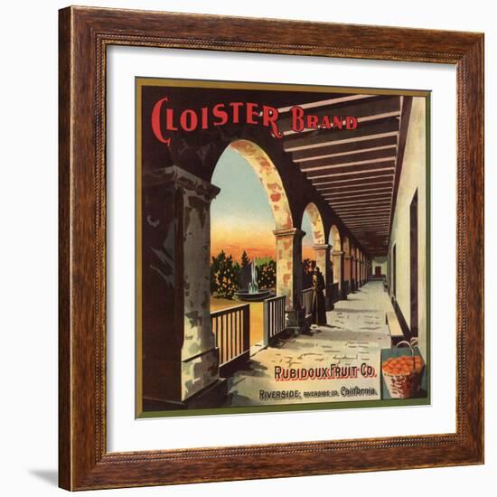 Cloister Brand - Riverside, California - Citrus Crate Label-Lantern Press-Framed Art Print