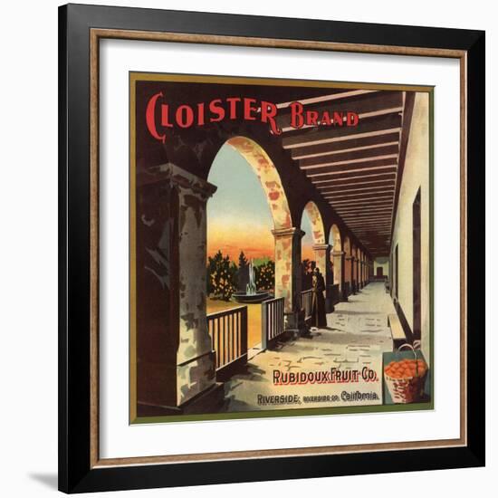 Cloister Brand - Riverside, California - Citrus Crate Label-Lantern Press-Framed Art Print