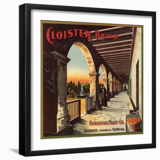 Cloister Brand - Riverside, California - Citrus Crate Label-Lantern Press-Framed Art Print