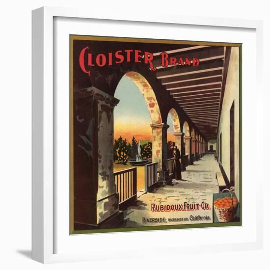 Cloister Brand - Riverside, California - Citrus Crate Label-Lantern Press-Framed Art Print