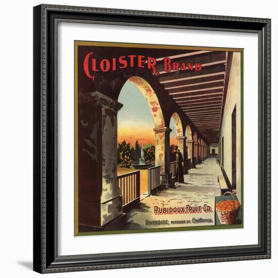 Cloister Brand - Riverside, California - Citrus Crate Label-Lantern Press-Framed Art Print