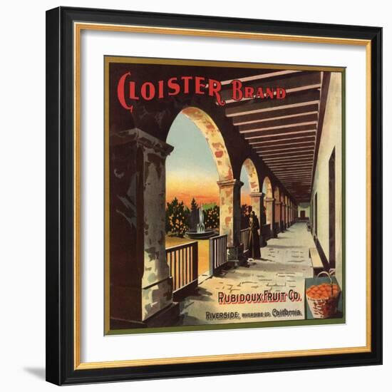 Cloister Brand - Riverside, California - Citrus Crate Label-Lantern Press-Framed Art Print