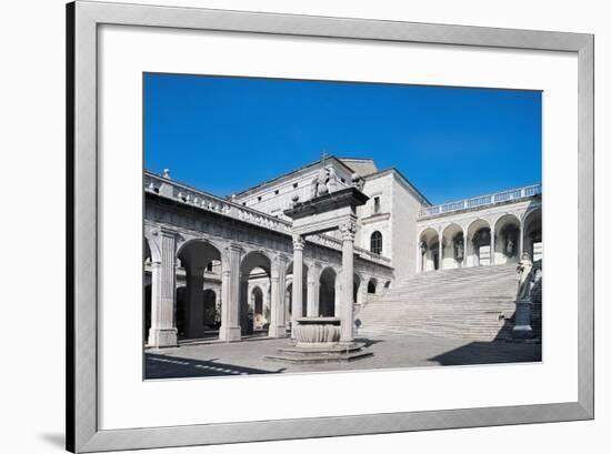 Cloister of Bramante and Staircase Leading to Basilica, Benedictine Abbey of Montecassino-null-Framed Giclee Print