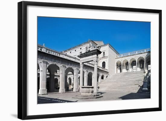 Cloister of Bramante and Staircase Leading to Basilica, Benedictine Abbey of Montecassino-null-Framed Giclee Print