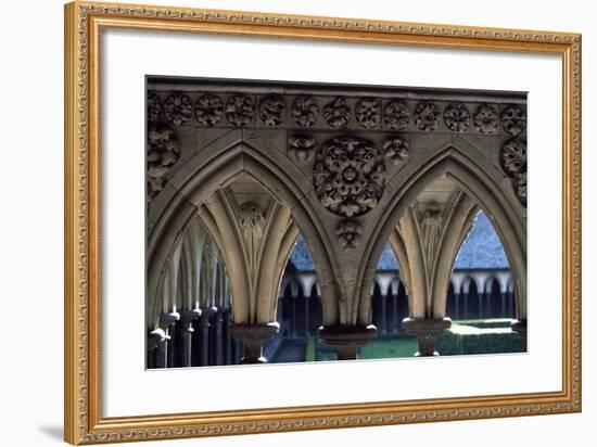 Cloister of Marvel, Abbey of Mont St. Michel, Normandy, France-null-Framed Giclee Print
