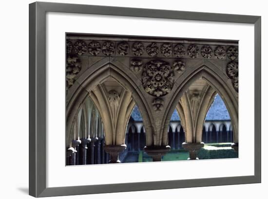 Cloister of Marvel, Abbey of Mont St. Michel, Normandy, France-null-Framed Giclee Print