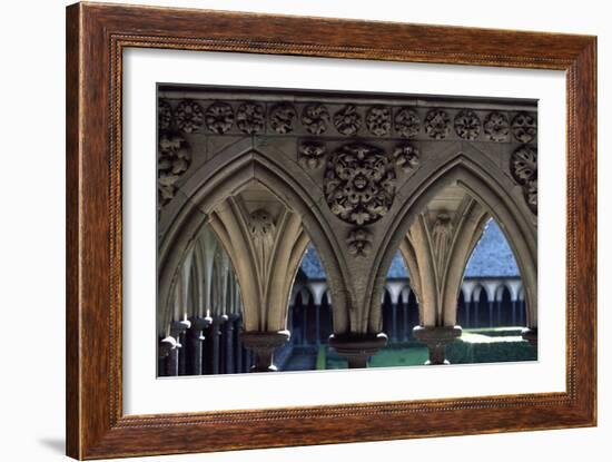 Cloister of Marvel, Abbey of Mont St. Michel, Normandy, France-null-Framed Giclee Print