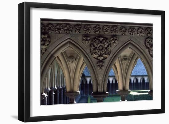 Cloister of Marvel, Abbey of Mont St. Michel, Normandy, France-null-Framed Giclee Print