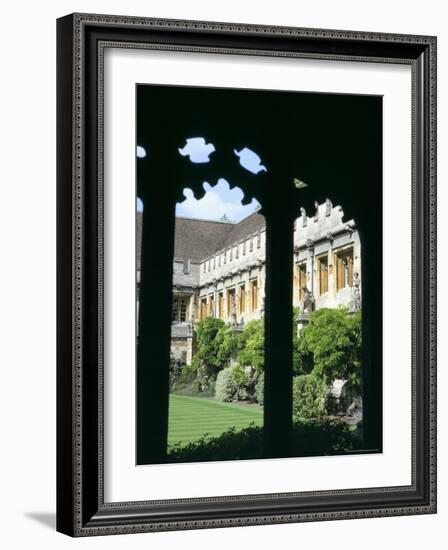 Cloister Quadrangle Detail, Magdalen College, Oxford, Oxfordshire, England, United Kingdom-David Hunter-Framed Photographic Print