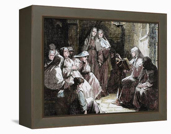 Cloistered Nuns, Gospel Reading, 19th Century-Prisma Archivo-Framed Premier Image Canvas