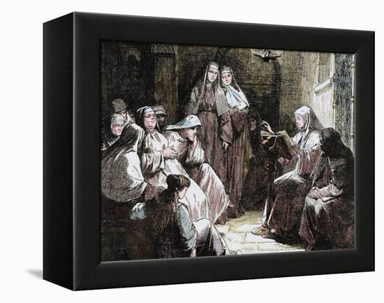 Cloistered Nuns, Gospel Reading, 19th Century-Prisma Archivo-Framed Premier Image Canvas