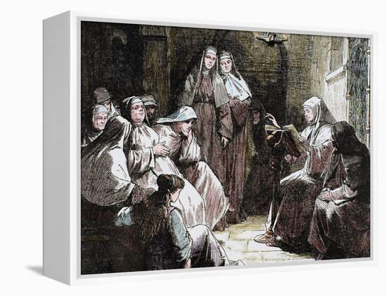 Cloistered Nuns, Gospel Reading, 19th Century-Prisma Archivo-Framed Premier Image Canvas