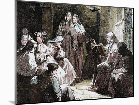 Cloistered Nuns, Gospel Reading, 19th Century-Prisma Archivo-Mounted Photographic Print