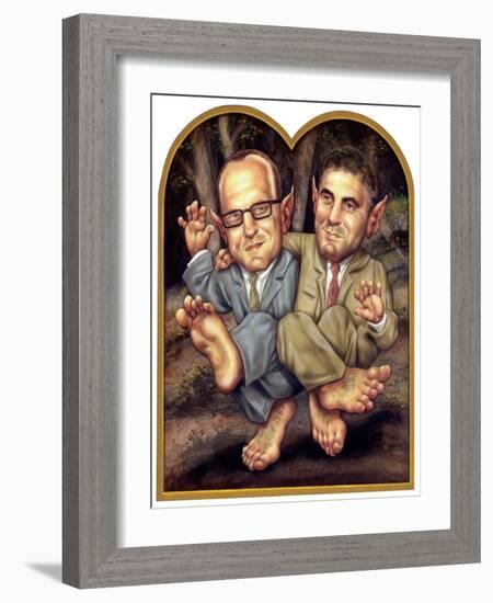 Clooney and Soderburgh, 2002 (Acrylic on Illustration Board)-Anita Kunz-Framed Giclee Print