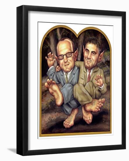 Clooney and Soderburgh, 2002 (Acrylic on Illustration Board)-Anita Kunz-Framed Giclee Print