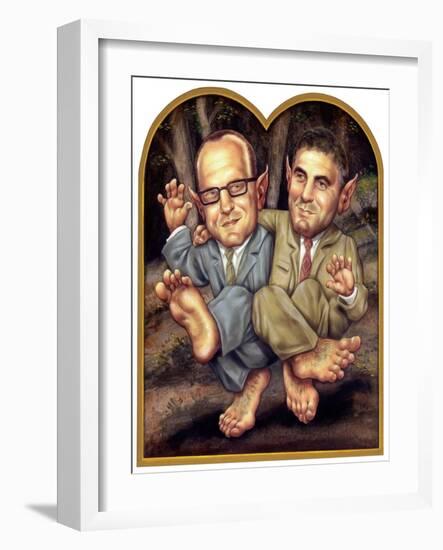 Clooney and Soderburgh, 2002 (Acrylic on Illustration Board)-Anita Kunz-Framed Giclee Print