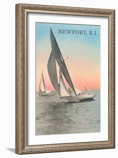 Close-Hauled Sailboat, Newport, Rhode Island-null-Framed Art Print