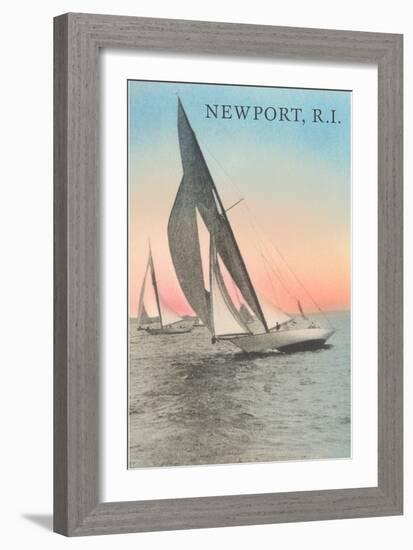 Close-Hauled Sailboat, Newport, Rhode Island-null-Framed Art Print