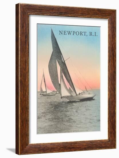 Close-Hauled Sailboat, Newport, Rhode Island-null-Framed Art Print
