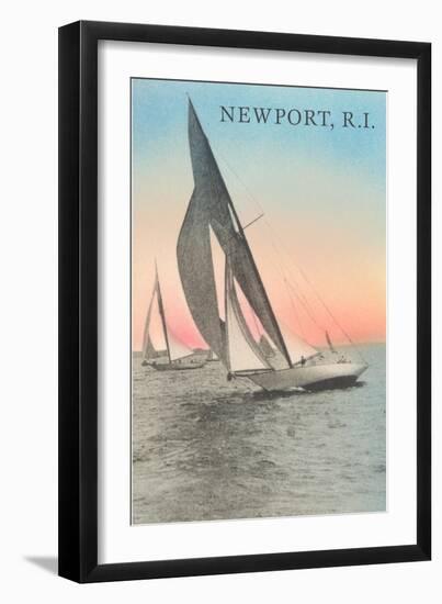 Close-Hauled Sailboat, Newport, Rhode Island-null-Framed Art Print