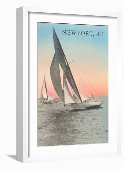 Close-Hauled Sailboat, Newport, Rhode Island-null-Framed Art Print