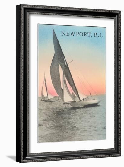 Close-Hauled Sailboat, Newport, Rhode Island-null-Framed Art Print