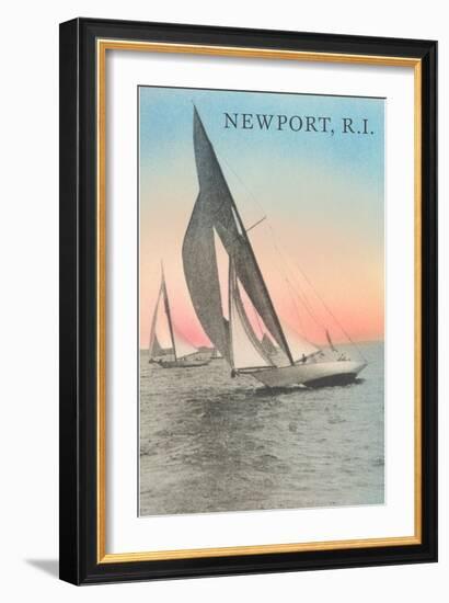 Close-Hauled Sailboat, Newport, Rhode Island-null-Framed Art Print