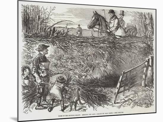 Close of the Hunting Season, Mending the Gaps-John Leech-Mounted Giclee Print