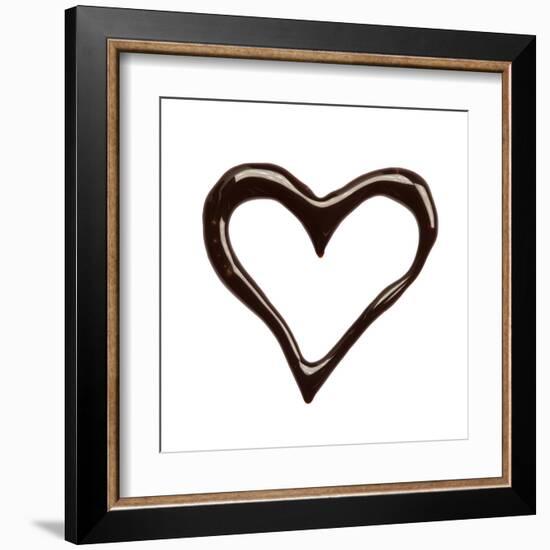 Close Up Chocolate Syrup Heart On White Background-donatas1205-Framed Art Print