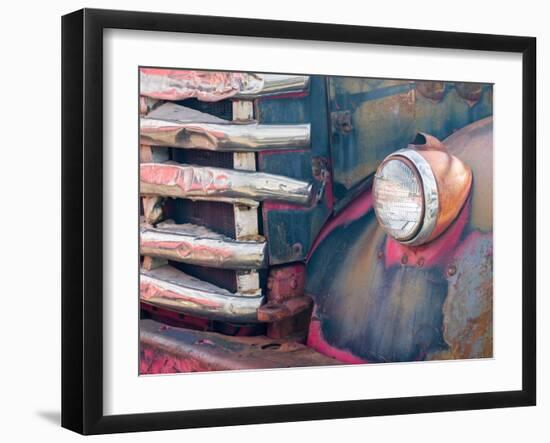 Close-up detail of an old General Motors truck in a historic ghost town.-Julie Eggers-Framed Photographic Print