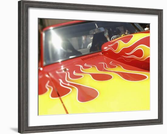 Close-up Image of a Flame Design on a Car Hood-null-Framed Photographic Print